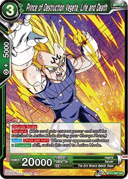 BT11-067 Prince of Destruction Vegeta, Life and Death