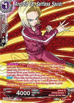 BT20-010 Android 18, Selfless Savior (Alt art)