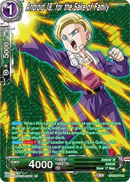 BT20-071 Android 18, for the Sake of Family (Alt art)