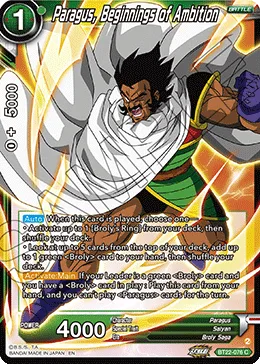 BT22-076 Paragus, Beginnings of Ambition