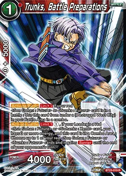 BT23-019 Trunks, Battle Preparations
