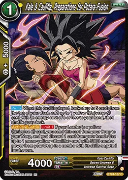 BT24-107 Kale & Caulifla, Preparations for Potara-Fusion