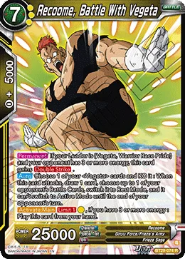 BT29-074 Recoome, Battle With Vegeta